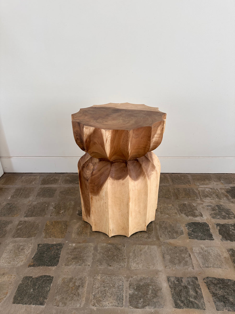 Wood bon bon side table/stool