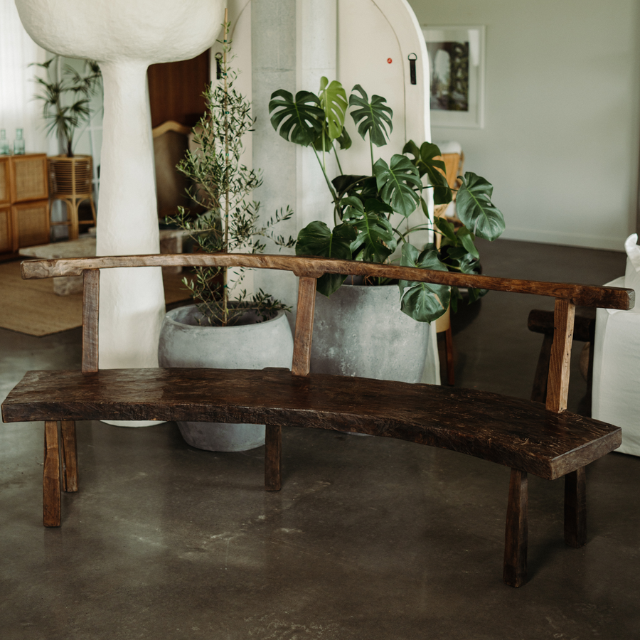 Vintage Timber Curved Bench Seat